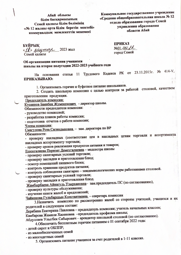 Приказ об организации питания 2022-2023 2